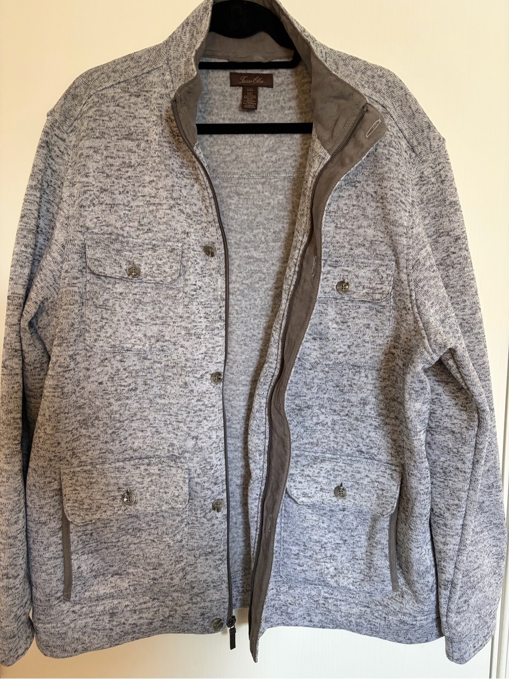 Tasso Elba Light Heather Gray Knit-Blend Shirt Jacket